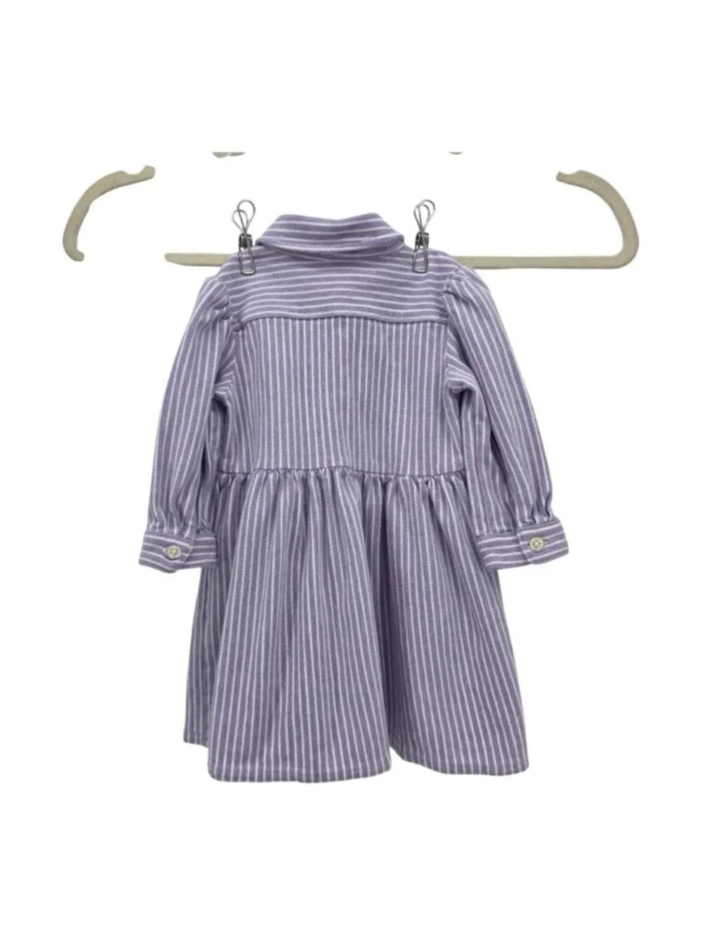 Ralph Lauren Baby 6M Dress Bottoms Striped Chambray Purple White Pony Logo